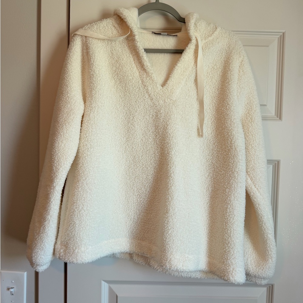 Worn once! Cozy Cream Sherpa Hoodie, large